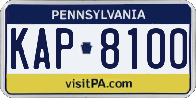 PA license plate KAP8100