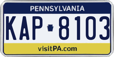 PA license plate KAP8103