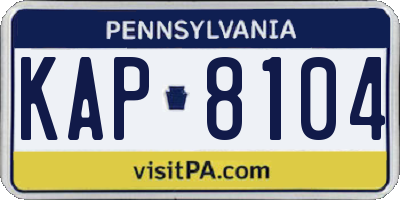 PA license plate KAP8104