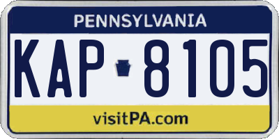 PA license plate KAP8105