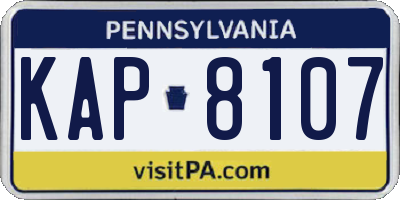 PA license plate KAP8107