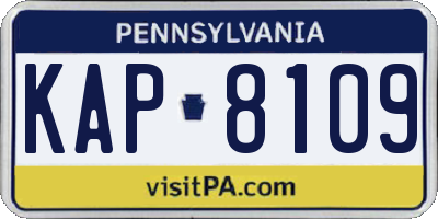PA license plate KAP8109
