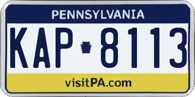 PA license plate KAP8113