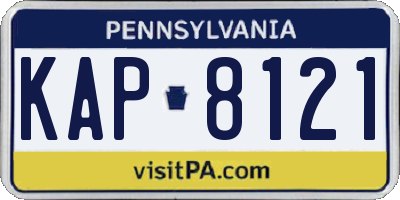 PA license plate KAP8121