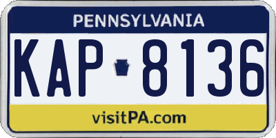 PA license plate KAP8136