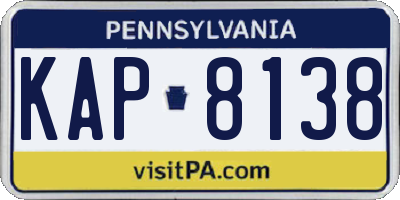 PA license plate KAP8138