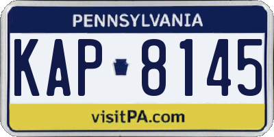 PA license plate KAP8145