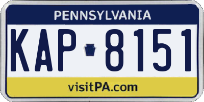PA license plate KAP8151