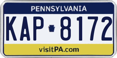 PA license plate KAP8172