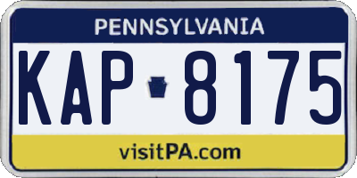 PA license plate KAP8175