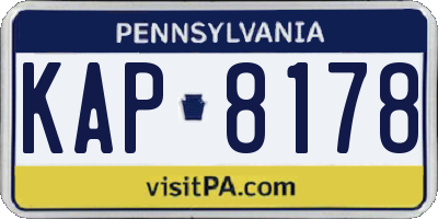 PA license plate KAP8178