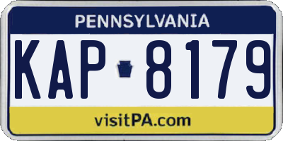 PA license plate KAP8179