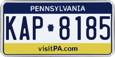 PA license plate KAP8185