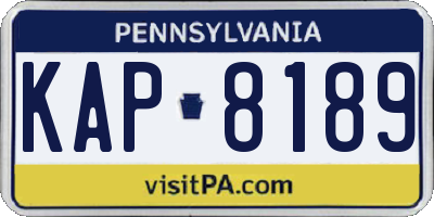 PA license plate KAP8189
