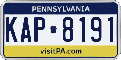 PA license plate KAP8191
