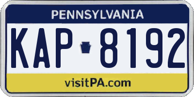 PA license plate KAP8192