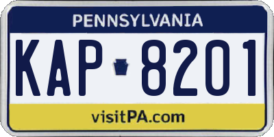 PA license plate KAP8201
