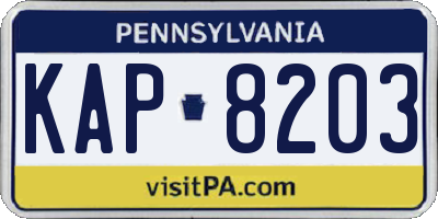 PA license plate KAP8203