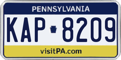 PA license plate KAP8209