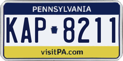 PA license plate KAP8211