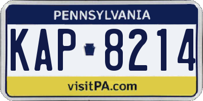 PA license plate KAP8214