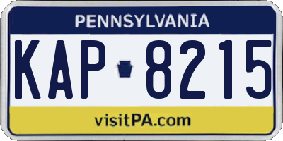 PA license plate KAP8215