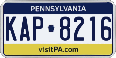 PA license plate KAP8216