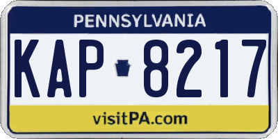 PA license plate KAP8217