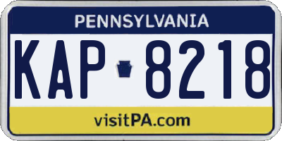 PA license plate KAP8218