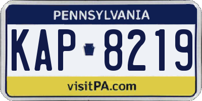 PA license plate KAP8219