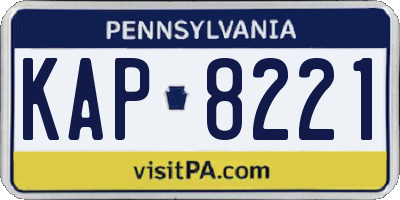 PA license plate KAP8221