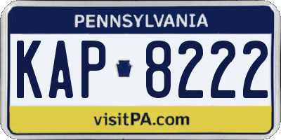 PA license plate KAP8222