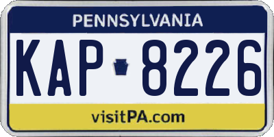 PA license plate KAP8226