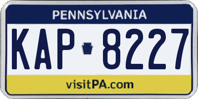 PA license plate KAP8227