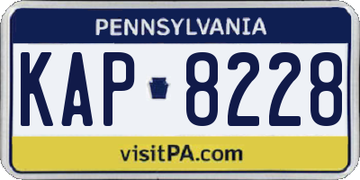 PA license plate KAP8228