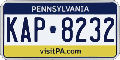 PA license plate KAP8232
