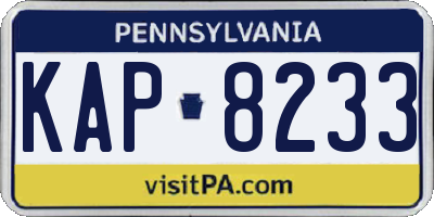 PA license plate KAP8233