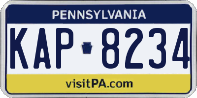 PA license plate KAP8234