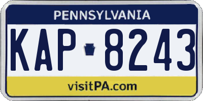 PA license plate KAP8243