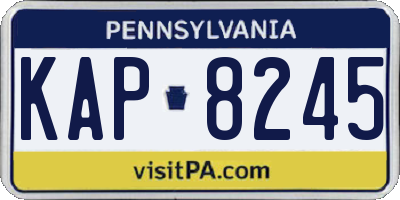 PA license plate KAP8245