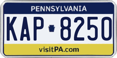 PA license plate KAP8250