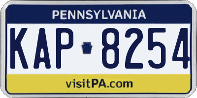 PA license plate KAP8254
