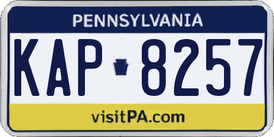 PA license plate KAP8257