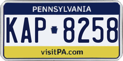 PA license plate KAP8258