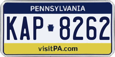 PA license plate KAP8262