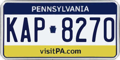 PA license plate KAP8270