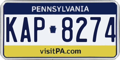 PA license plate KAP8274