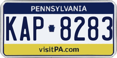 PA license plate KAP8283