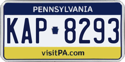 PA license plate KAP8293