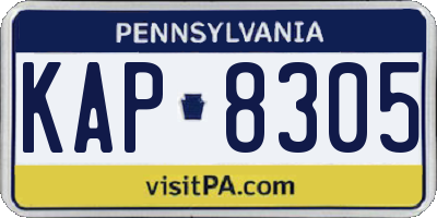 PA license plate KAP8305